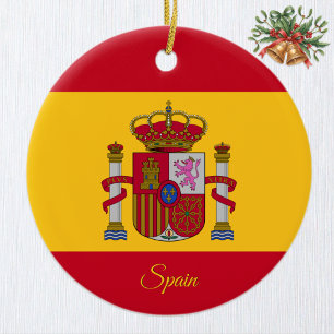 Spain Christmas Ornament, Spanish Flag Ceramic Ornament