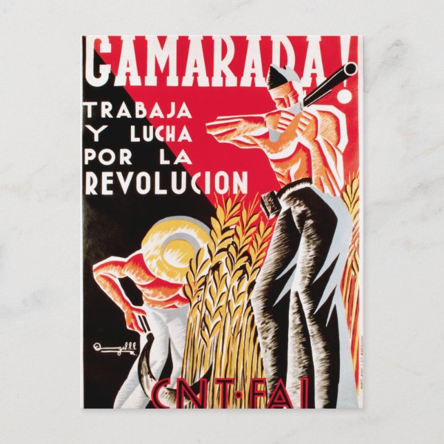Spain civil war CNT-FAI original poster 1936 Postcard (Front)