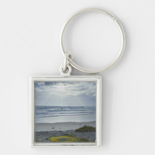 Spain Coastline with Yellow Flowers and Sun Beams Keychain