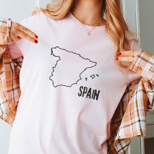 Spain Country Map Spanish Border Line Land Shape T-Shirt