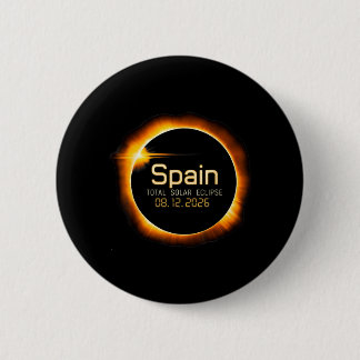 Spain Eclipse Solar Event 12 August 2026 Total 2 Inch Round Button