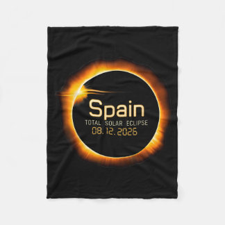 Spain Eclipse Solar Event 12 August 2026 Total Fleece Blanket