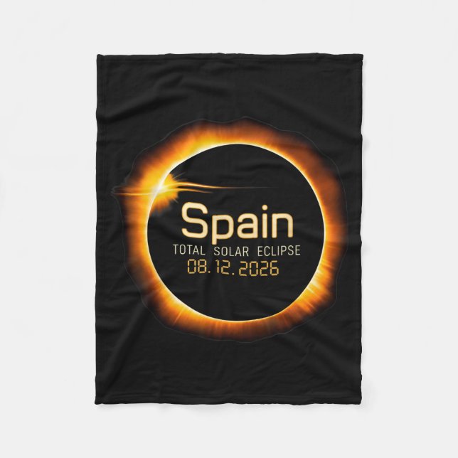 Spain Eclipse Solar Event 12 August 2026 Total Fleece Blanket (Front)