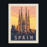 Spain | Familia Sagrada Postcard<br><div class="desc">Anderson Design Group is an award-winning illustration and design firm in Nashville,  Tennessee. Founder Joel Anderson directs a team of talented artists to create original poster art that looks like classic vintage advertising prints from the 1920s to the 1960s.</div>