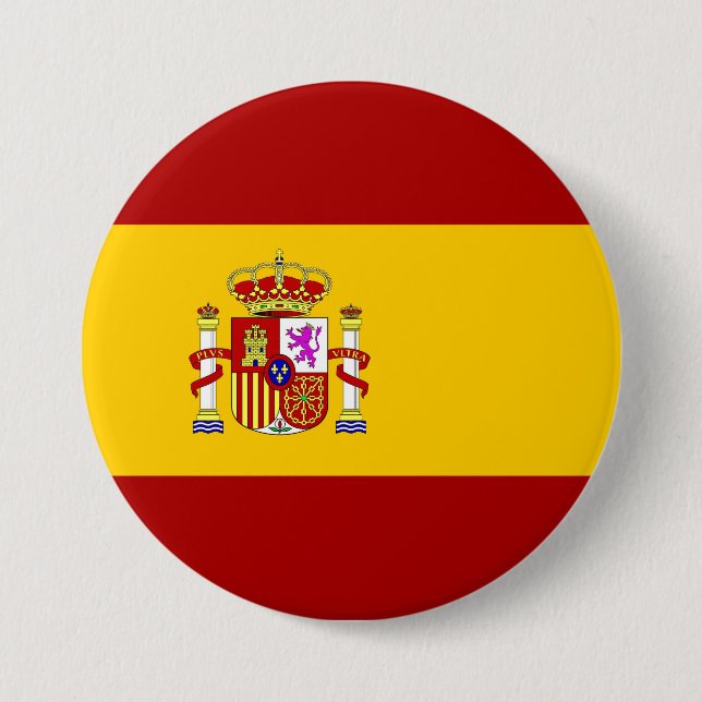 Spain flag 3 inch round button (Front)