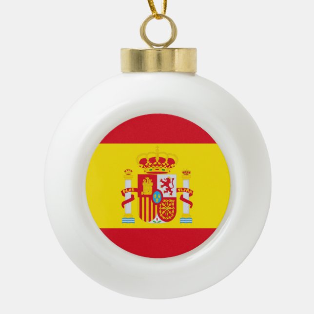 Spain Flag Ceramic Ball Christmas Ornament (Front)