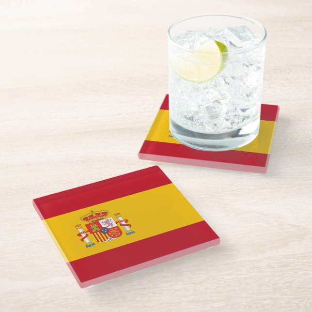 Spain flag glass coaster (Angled)