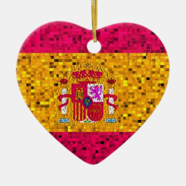 Spain Flag glitter ornament (Front)