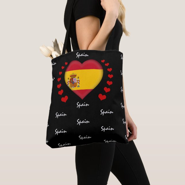Spain Flag & Heart Spanish Flag fashion /sport Tote Bag (Close Up)