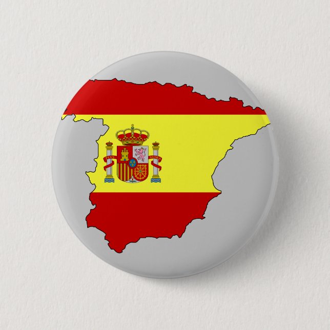 Spain flag map 2 inch round button (Front)