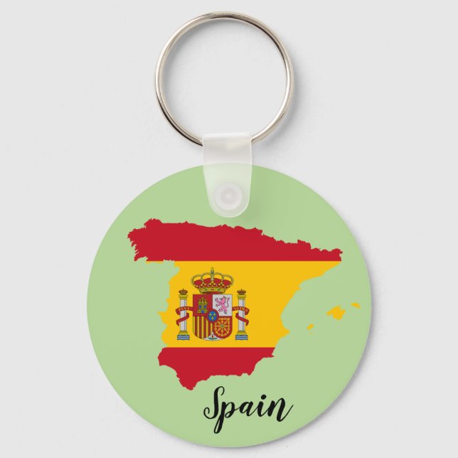 Spain Flag Map Keychain (Front)