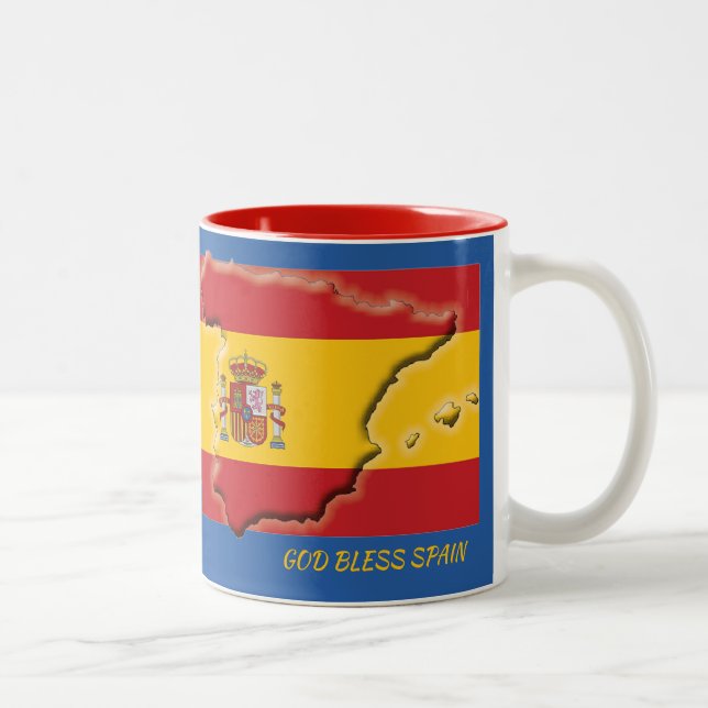 SPAIN FLAG MAP Scripture Customized BLUE Two-Tone Coffee Mug (Right)