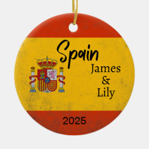 Spain Flag Ornament, Personalized Spain Ceramic Ornament