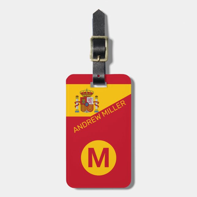 Spain Flag Personalized modern travel luggage  Tag (Front Vertical)