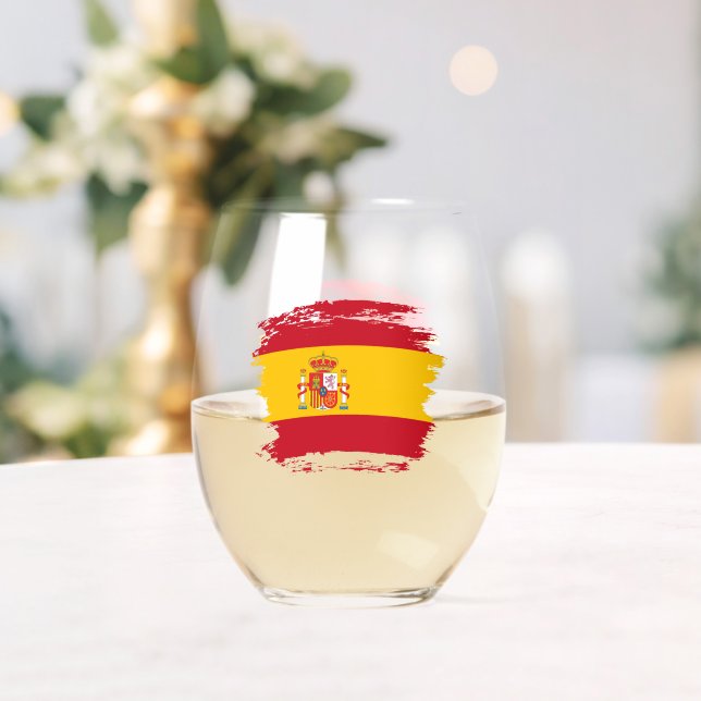 Spain flag stemless wine glass (Insitu (Wedding))