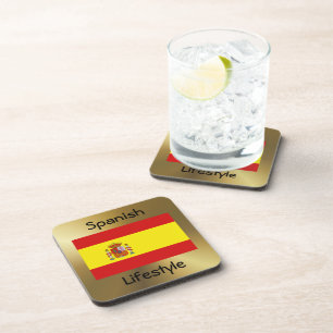 Spain Flag+Text Coaster