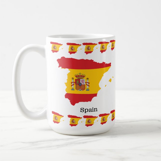 Spain Flag within Map Souvenir Design Coffee Mug (Left)