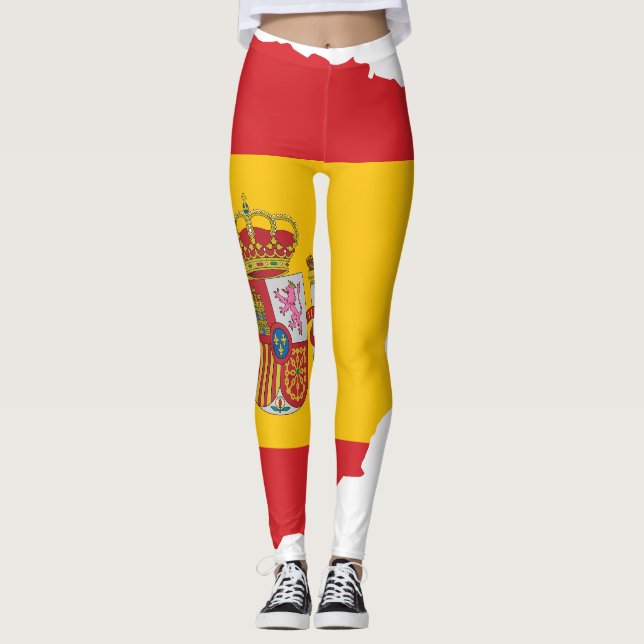 Spain Flag within Map Souvenir Design Leggings (Front)