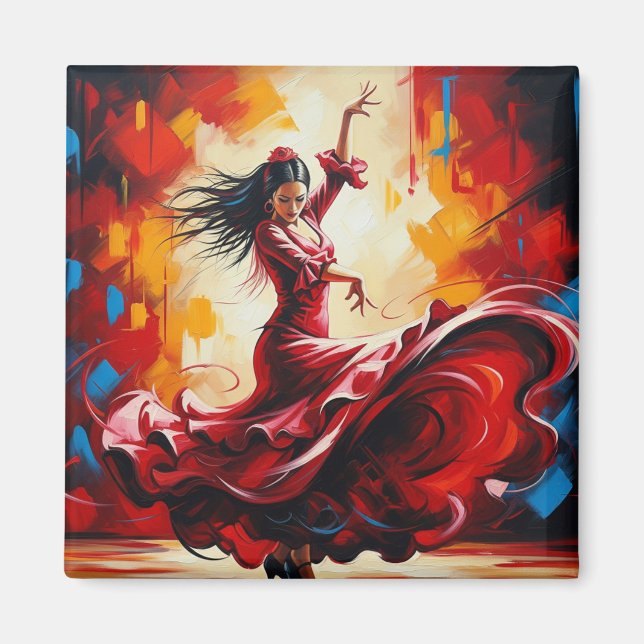 Spain Flamenco Dancer Colourful Magnet (Front)