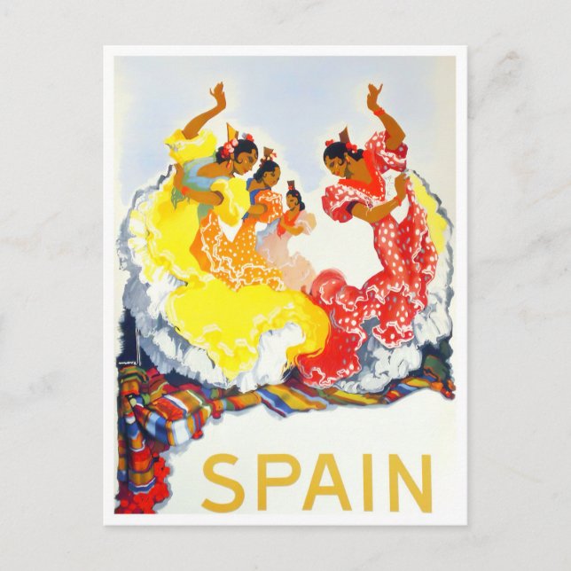 Spain Flamenco vintage travel Postcard (Front)