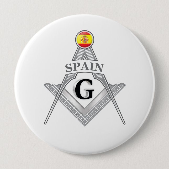 Spain freemasonry sign 4 inch round button (Front)