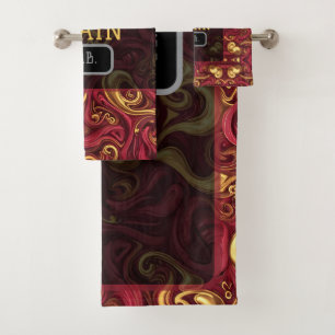 Spain Global Stage Champs   Elite Red Gold Luxury Bath Towel Set