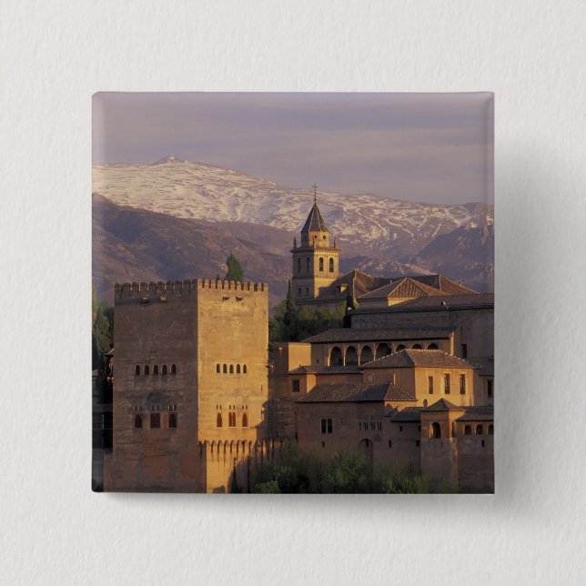 Spain, Granada, Andalucia The Alhambra, 2 Inch Square Button (Front)