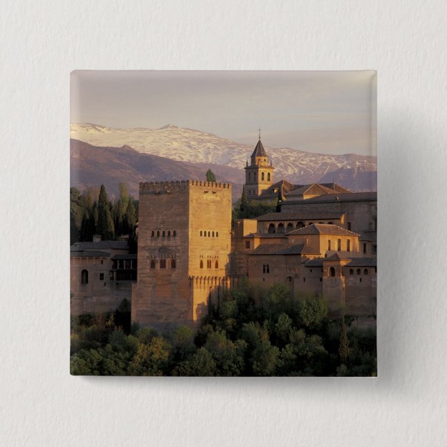 Spain, Granada, Andalucia The Alhambra, 2 Inch Square Button (Front)