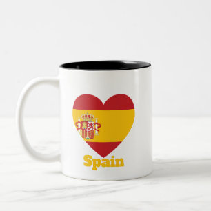 Spain Heart Flag Two-Tone Coffee Mug