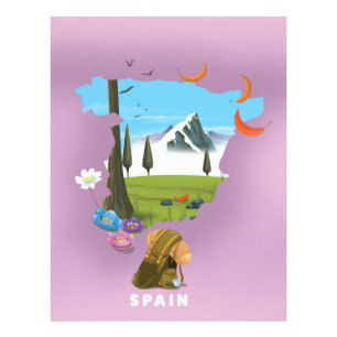 Spain Illustrated map travel poster
