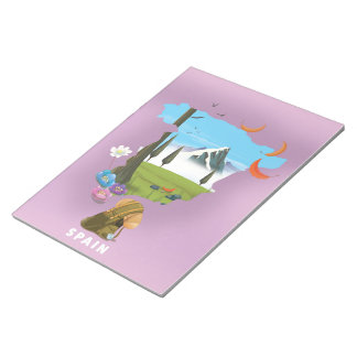Spain Illustrated map travel poster Notepad