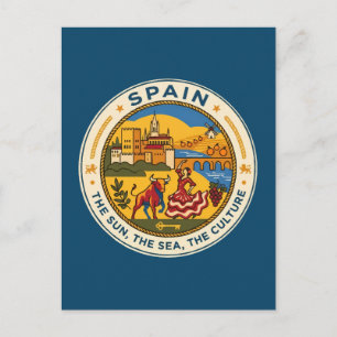 Spain Illustration Travel Art Badge Postcard