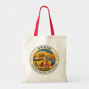 Spain Illustration Travel Art Badge Tote Bag