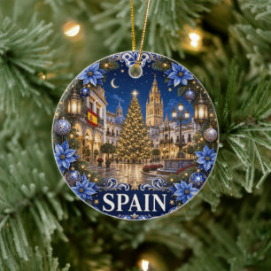 Spain In Winter Scenic Keepsake Ceramic Ornament