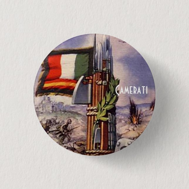 Spain Italy Civil War Mussolini Franco 1 Inch Round Button (Front)