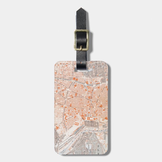 Spain: Madrid Map, C1920 Luggage Tag (Front Vertical)