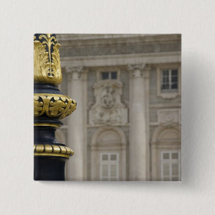 Spain, Madrid. Royal Palace, ornate gilded lamp 2 Inch Square Button