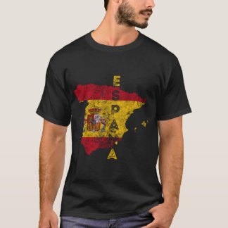 Spain Map and Flag Souvenir Distressed España Pull T-Shirt