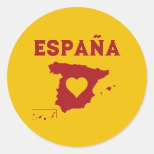 Spain Map Sticker España Mapa Yellow Red