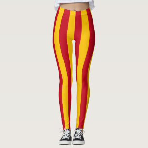 Spain National Flag Colours Vertical Striped Leggings