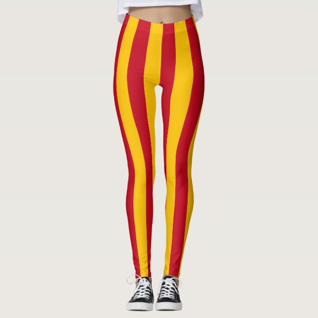Spain National Flag Colours Vertical Striped Leggings (Front)