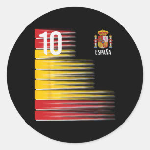 Spain Number 10 Espana Spanish Soccer Men Women Ki Classic Round Sticker