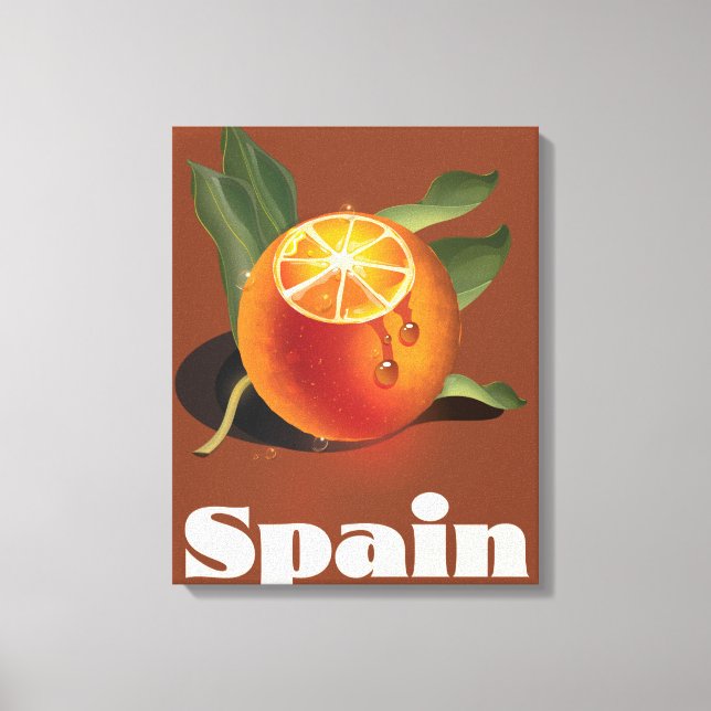 Spain orange travel poster canvas print (Front)