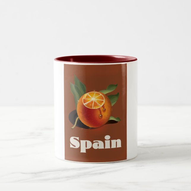 Spain orange travel poster Two-Tone coffee mug (Center)