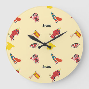 Spain pattern on cream large clock