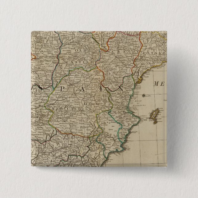 Spain, Portugal 2 Inch Square Button (Front)