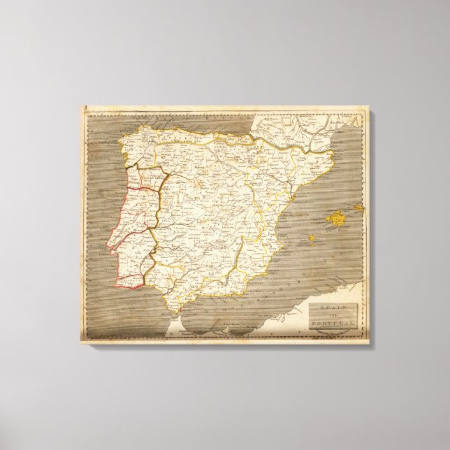 Spain, Portugal Map by Arrowsmith Canvas Print (Front)