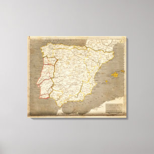 Spain, Portugal Map by Arrowsmith Canvas Print