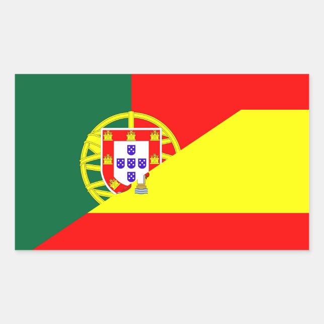 spain portugal neighbour countries half flag symbo sticker (Front)