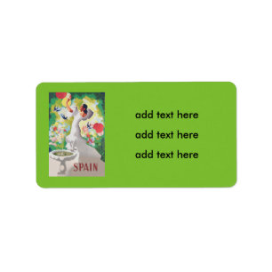 Spain Senorita Birds Flowers Fiesta Garden Label